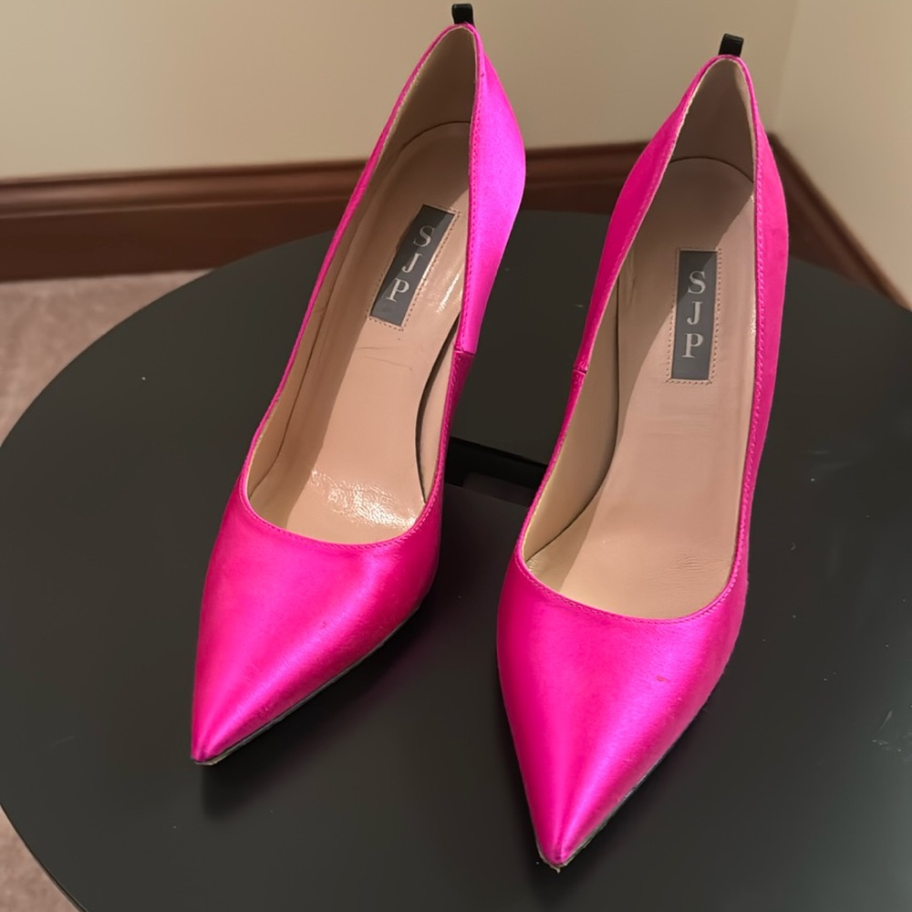 SJP Hot Pink/Magenta Satin Heels Size 7